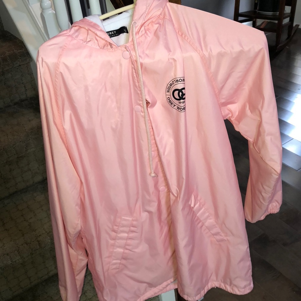 OBEY pink windbreaker / rainjacket